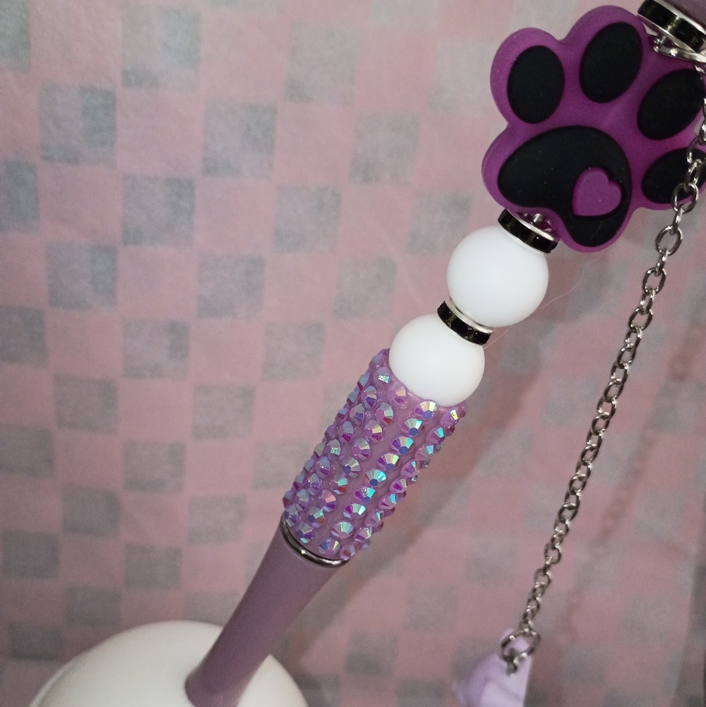 Purple Paw Charm Rhinestone Pen - Picture 3 of 3